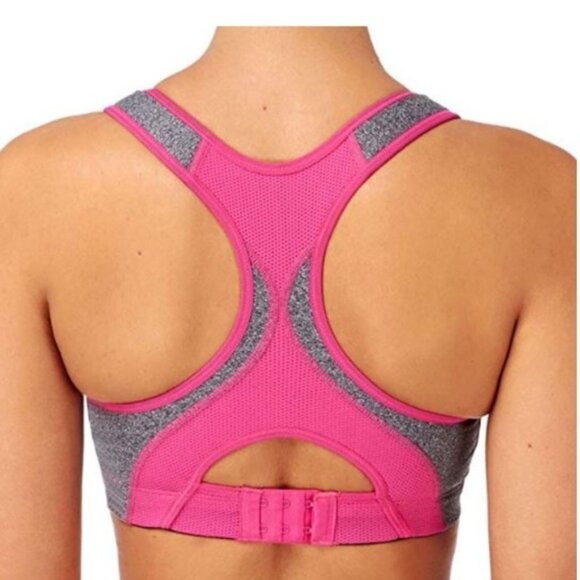 Brooks Moving Comfort Rebound Racer Sports Bra in Pink and Grey, 34D - Picture 2 of 15